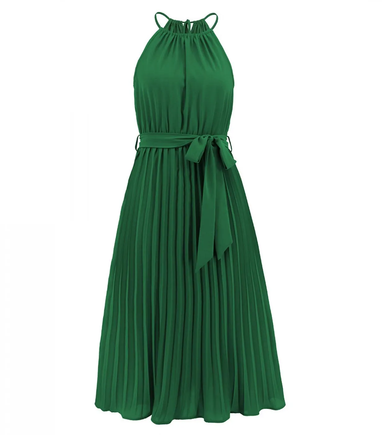 2023 estate nuovo abito a pieghe da donna senza maniche con bretelle gonna senza maniche moda donna elegante abito tinta unita