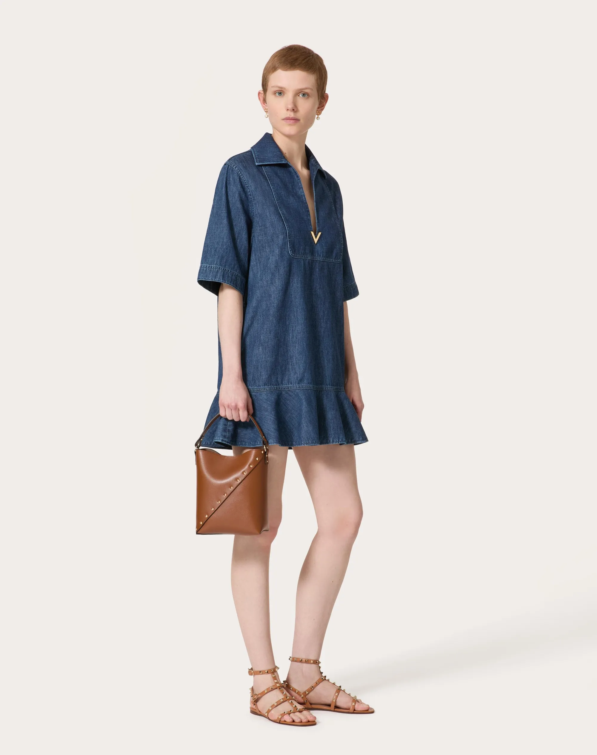 ABITO CORTO IN CHAMBRAY DENIM