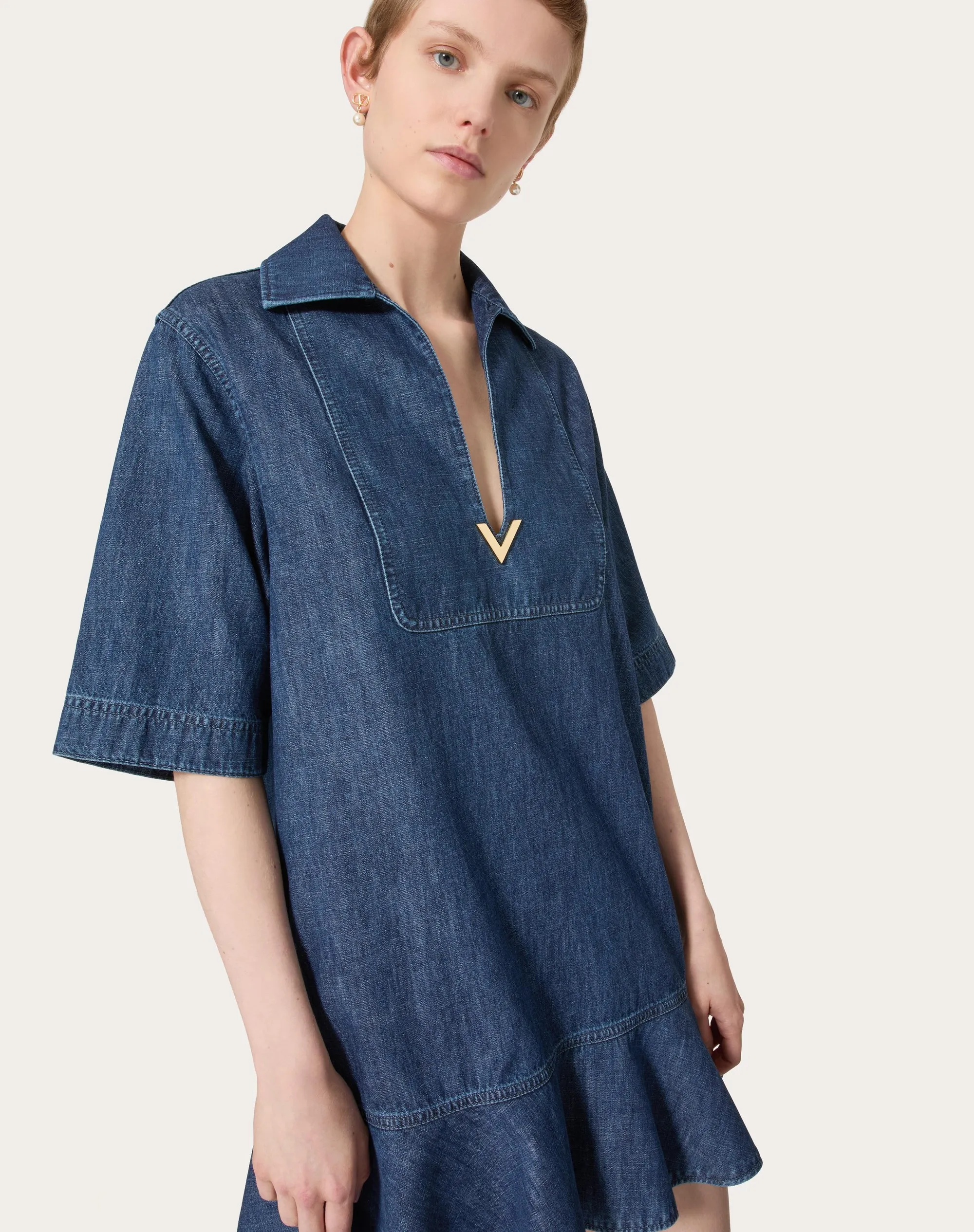 ABITO CORTO IN CHAMBRAY DENIM