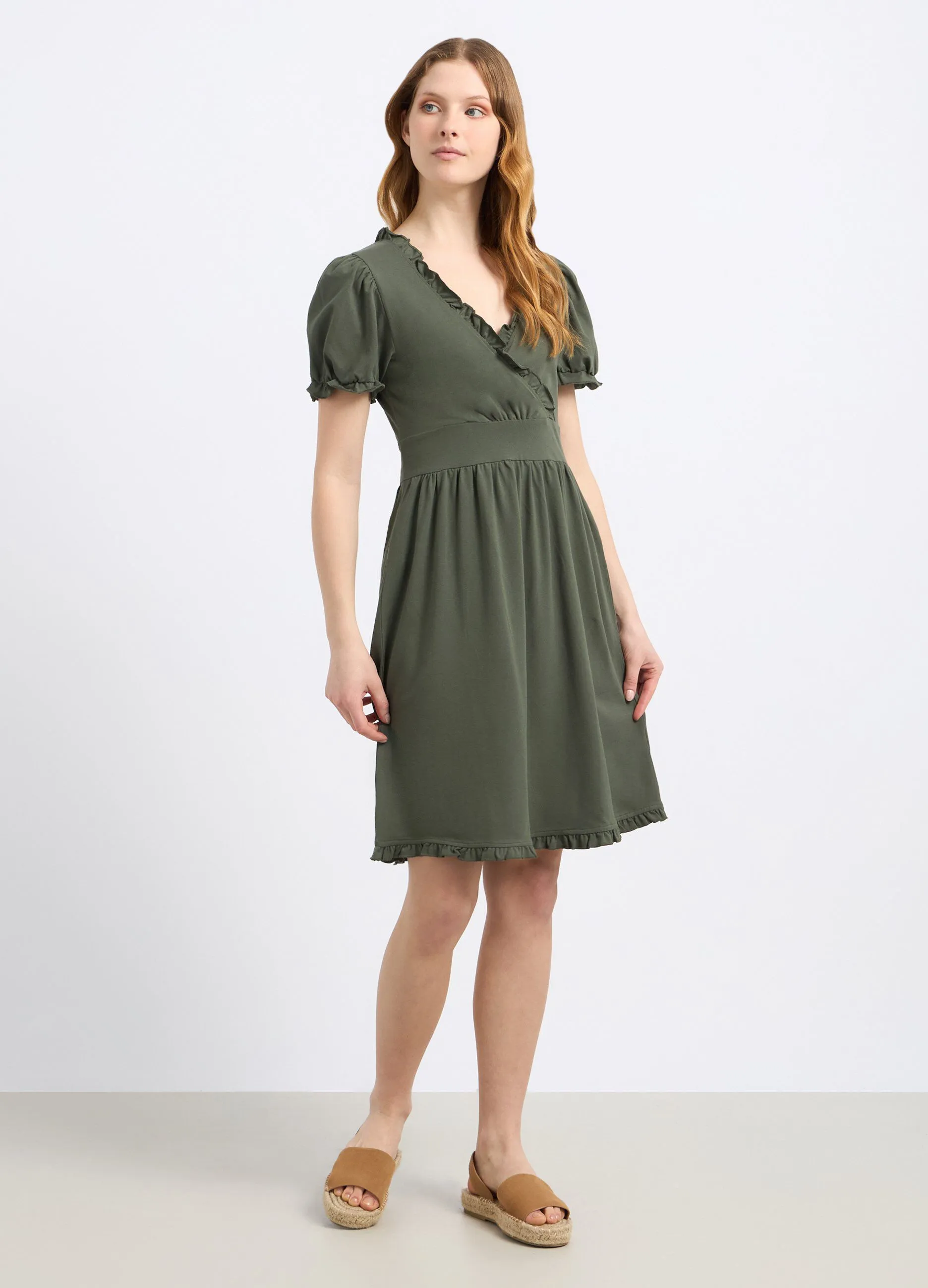 Abito corto in cotone stretch donna