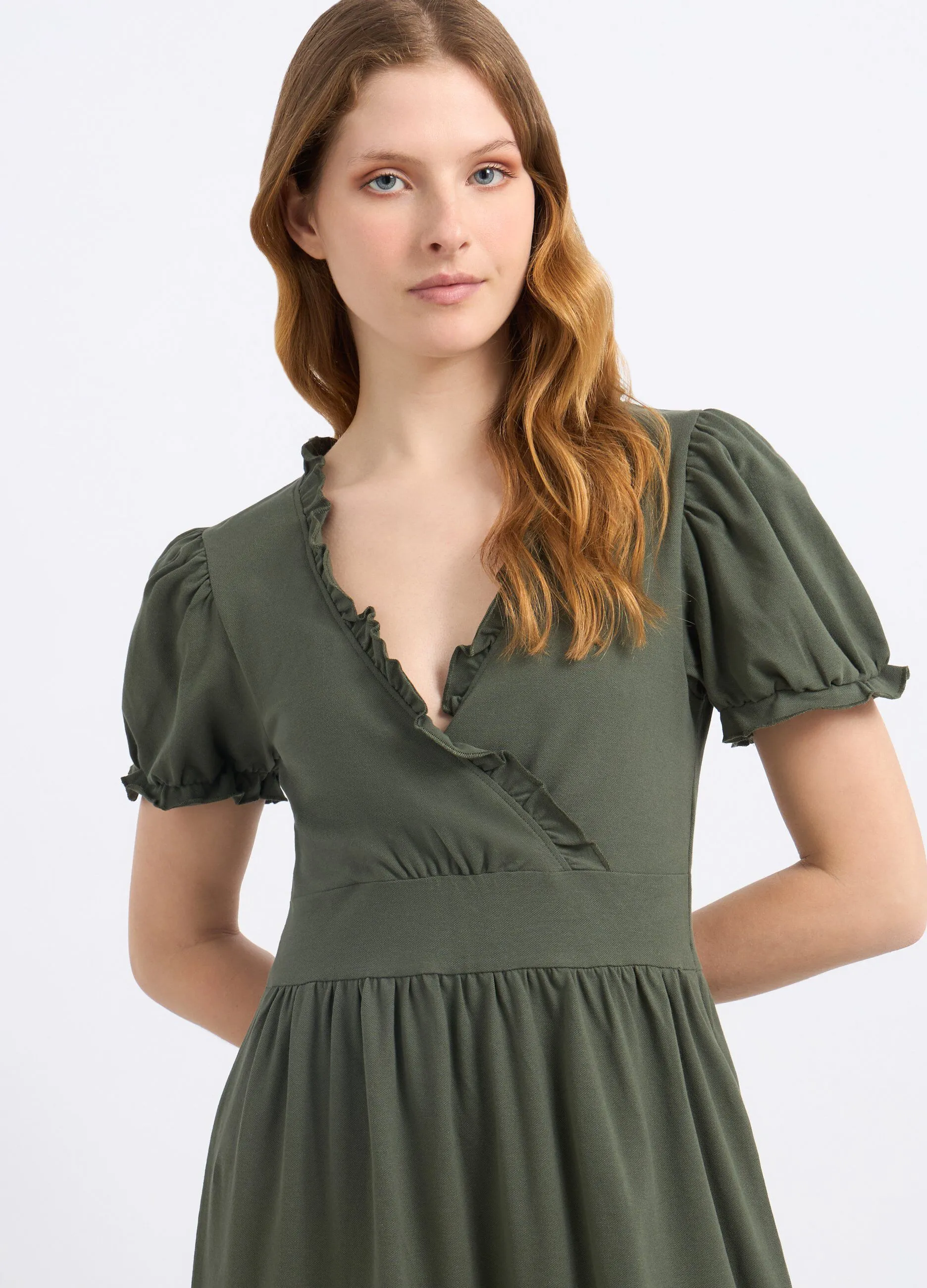 Abito corto in cotone stretch donna