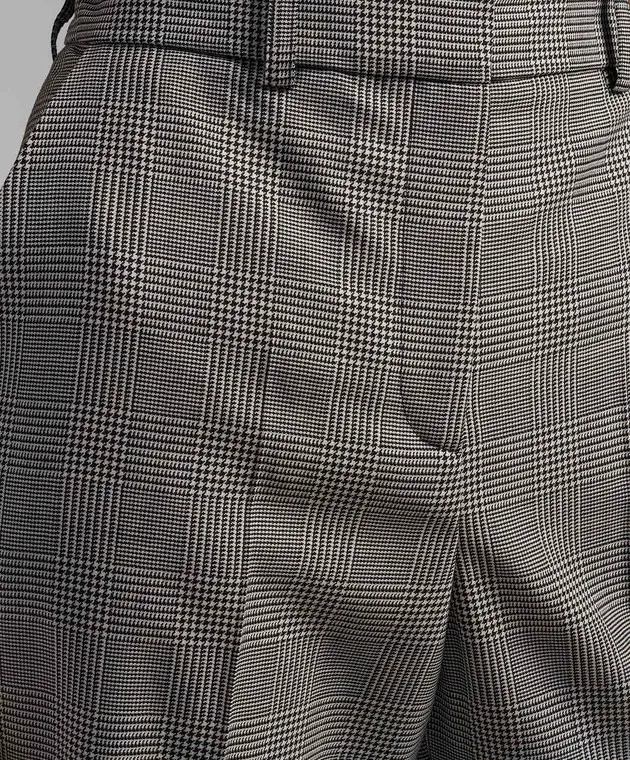 Balmain Pantaloni a zampa di lana a quadri grigi BF1PO105WB85