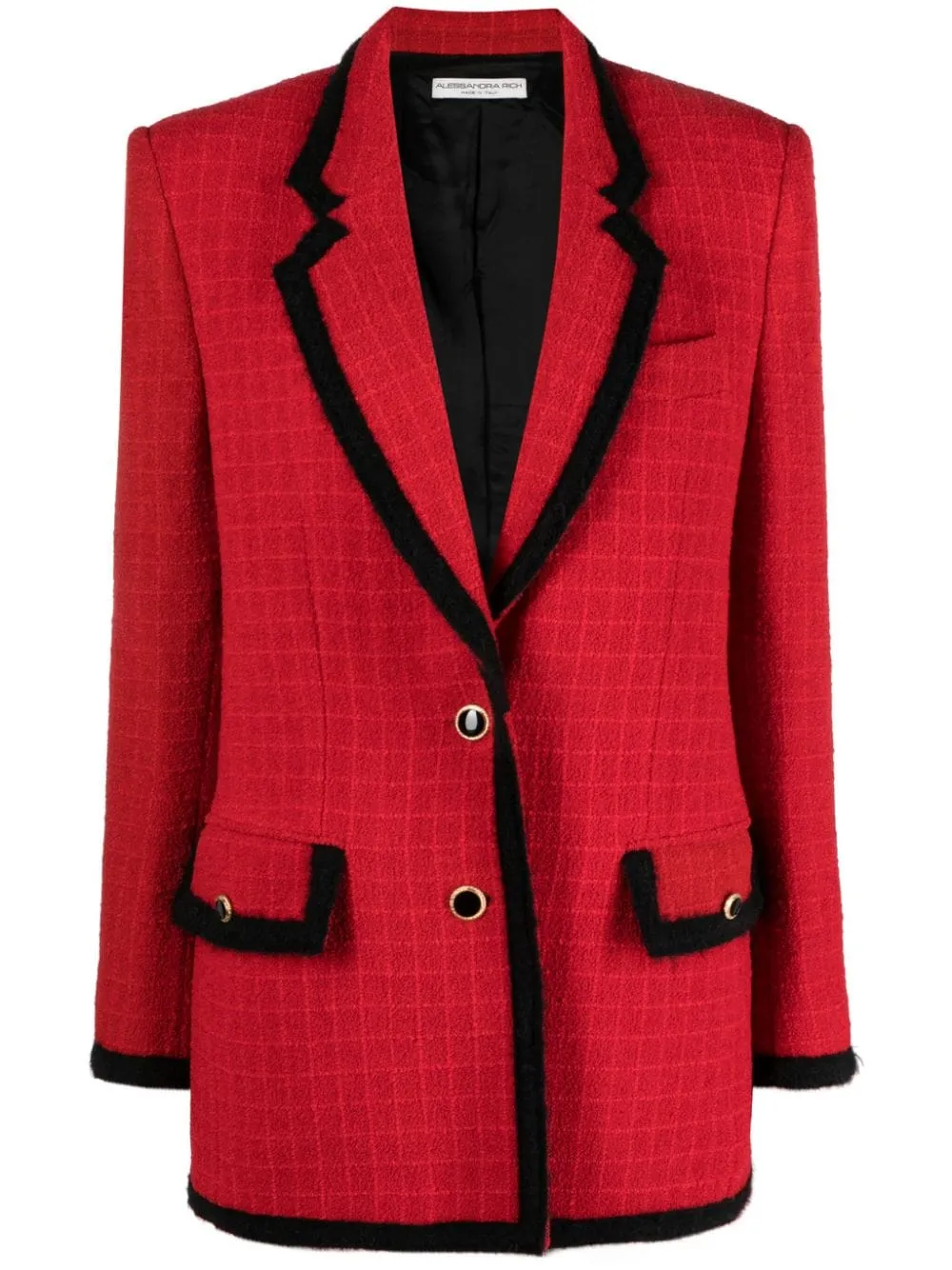 Blazer monopetto a quadri in rosso- donna