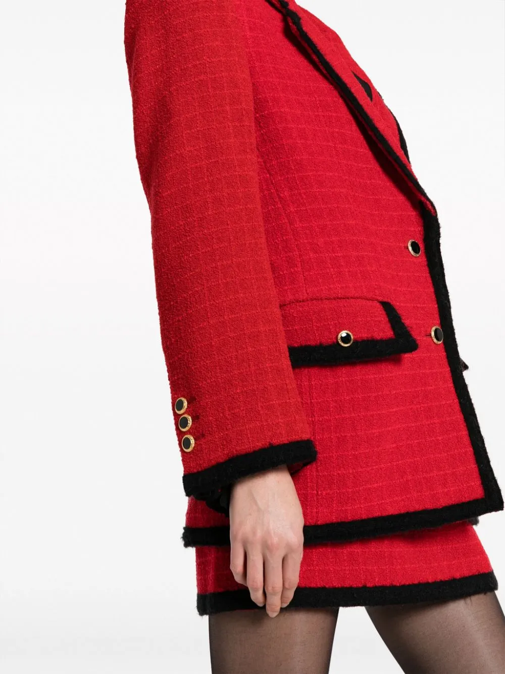 Blazer monopetto a quadri in rosso- donna