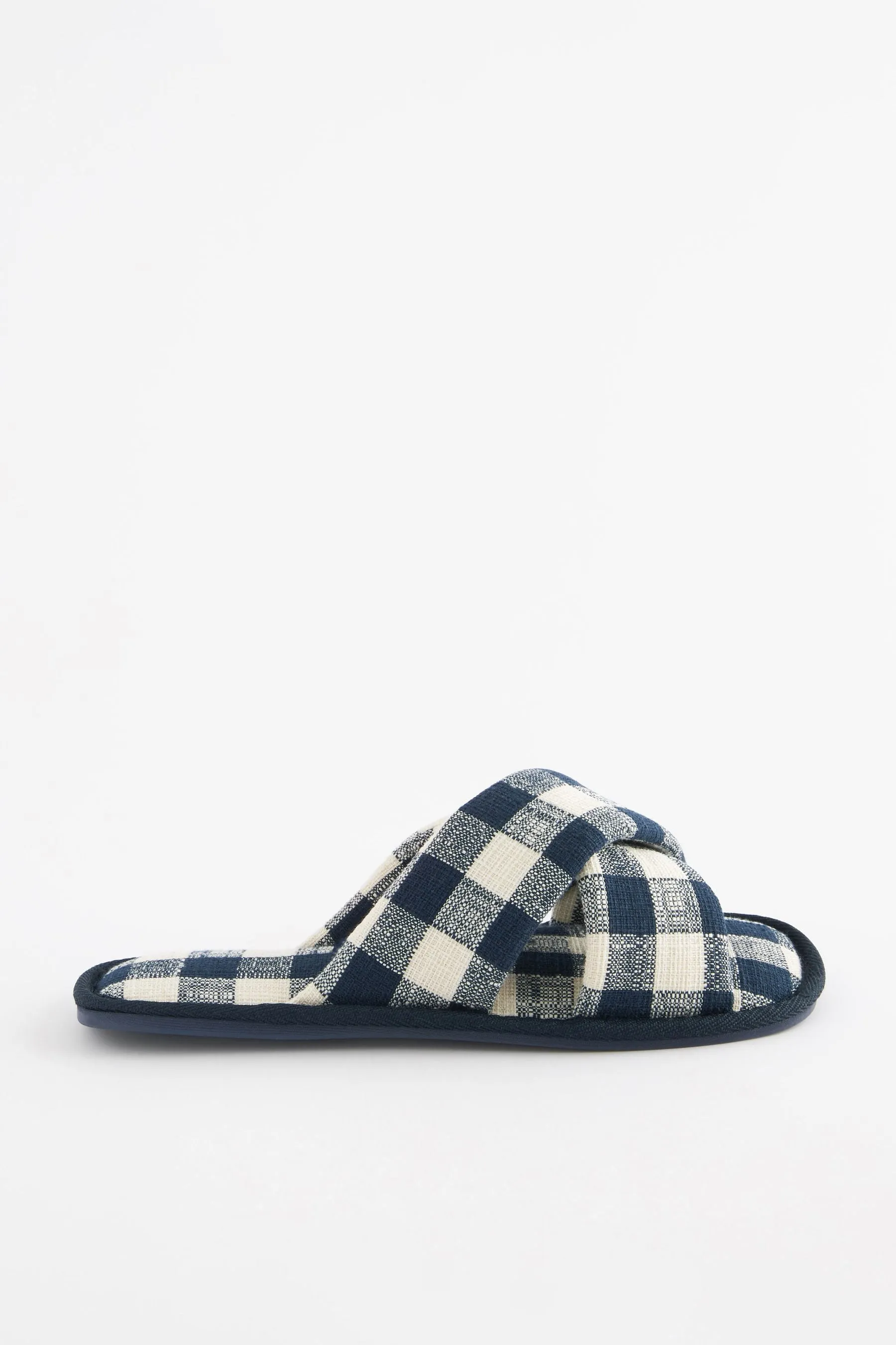 Blu navy a quadri  - Pantofole a ciabatte con incrocio