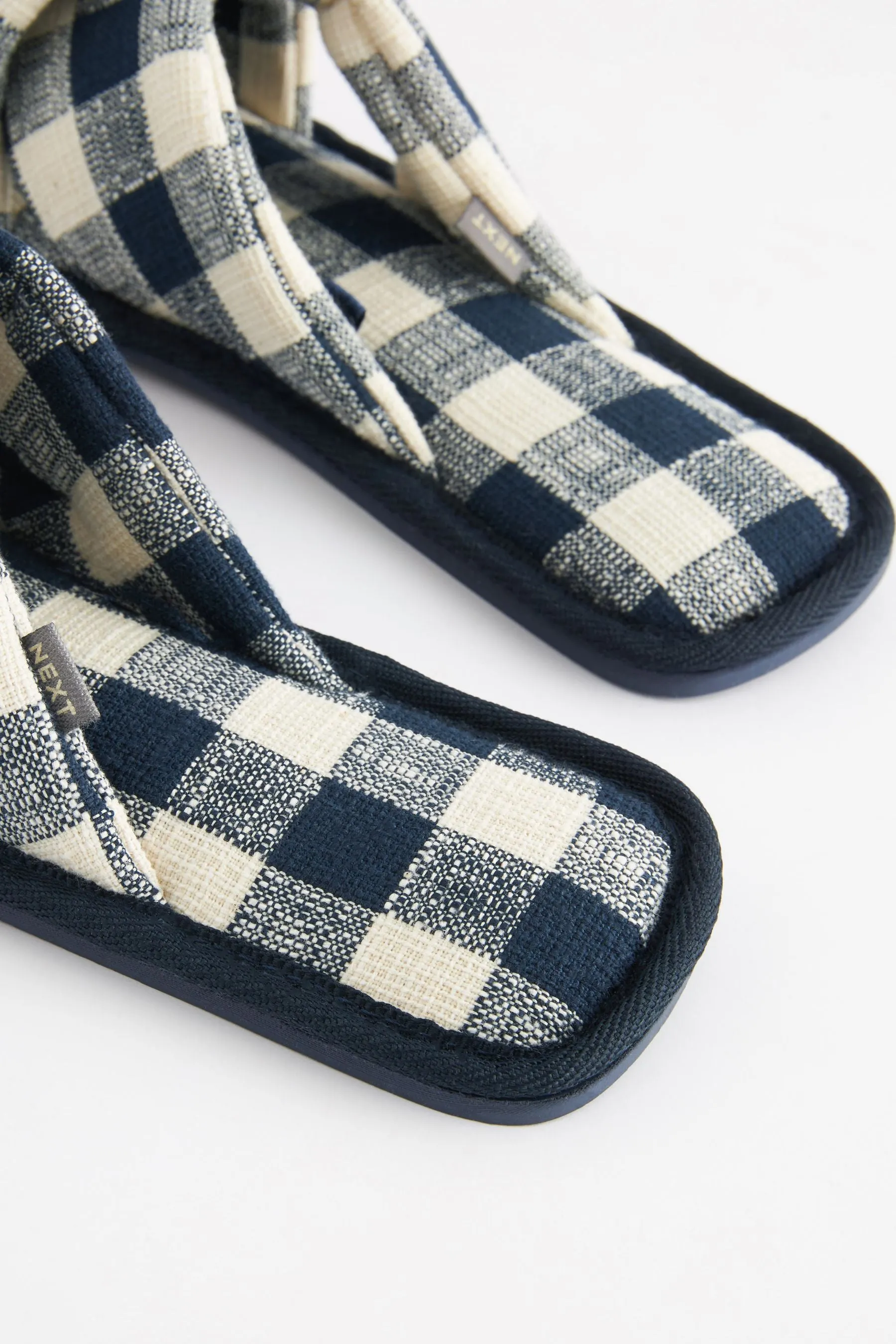 Blu navy a quadri  - Pantofole a ciabatte con incrocio
