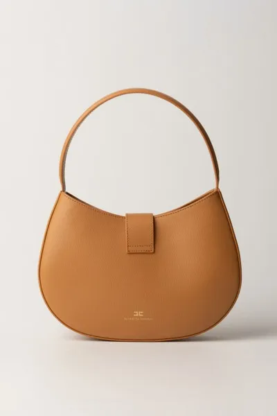 Borsa hobo grande con logo Caramello