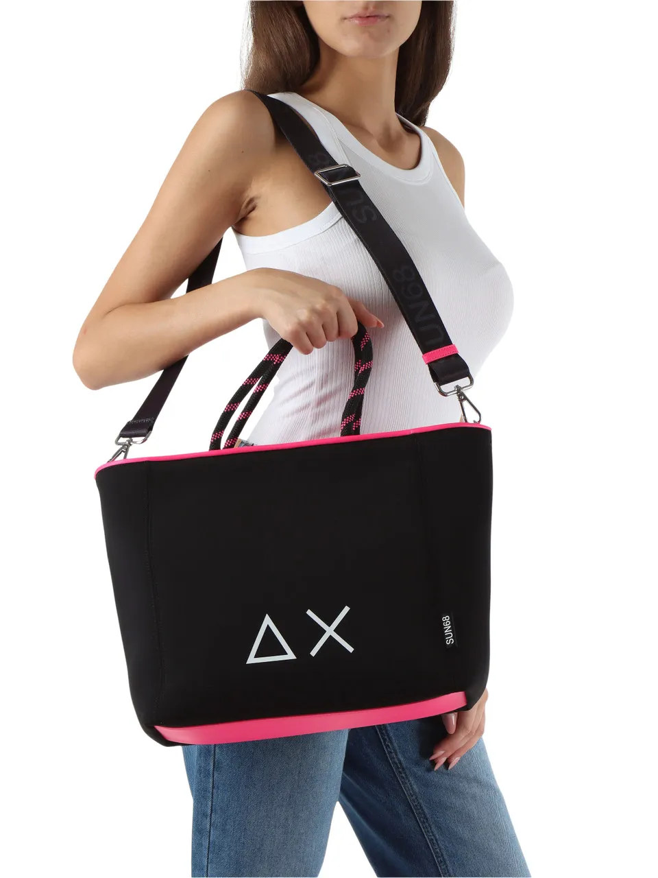 Borsa in neoprene grande con stampa logo