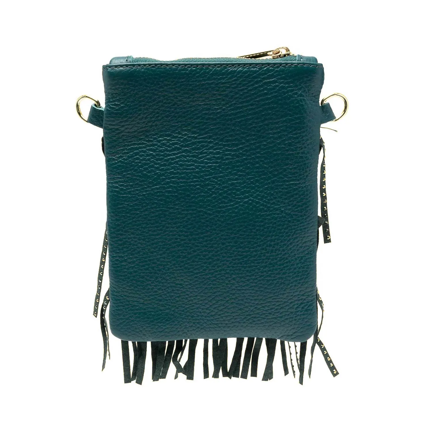 Borsetta Tracolla Verde Con Frange E Borchie