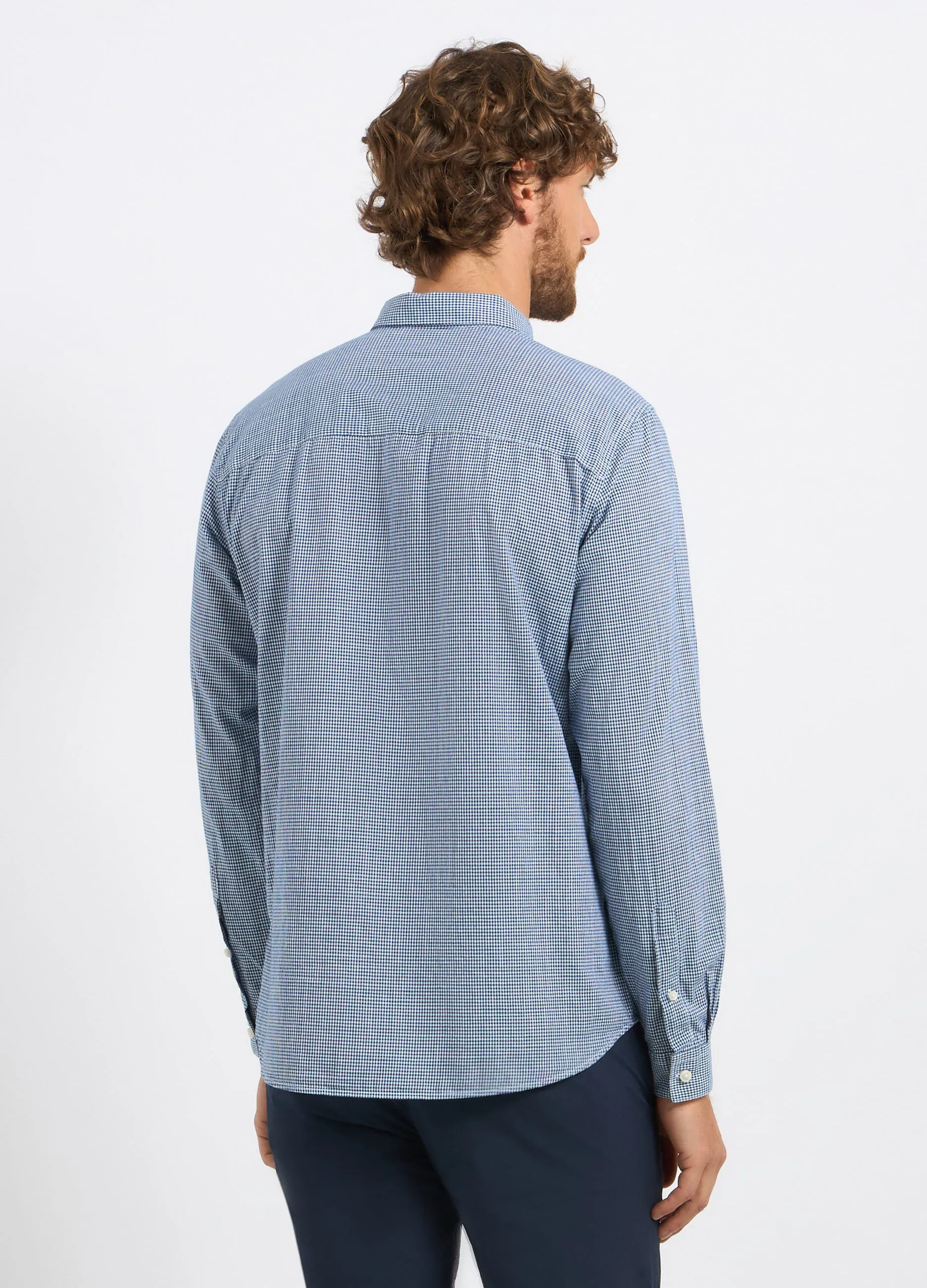 Camicia in puro cotone a micro quadri uomo