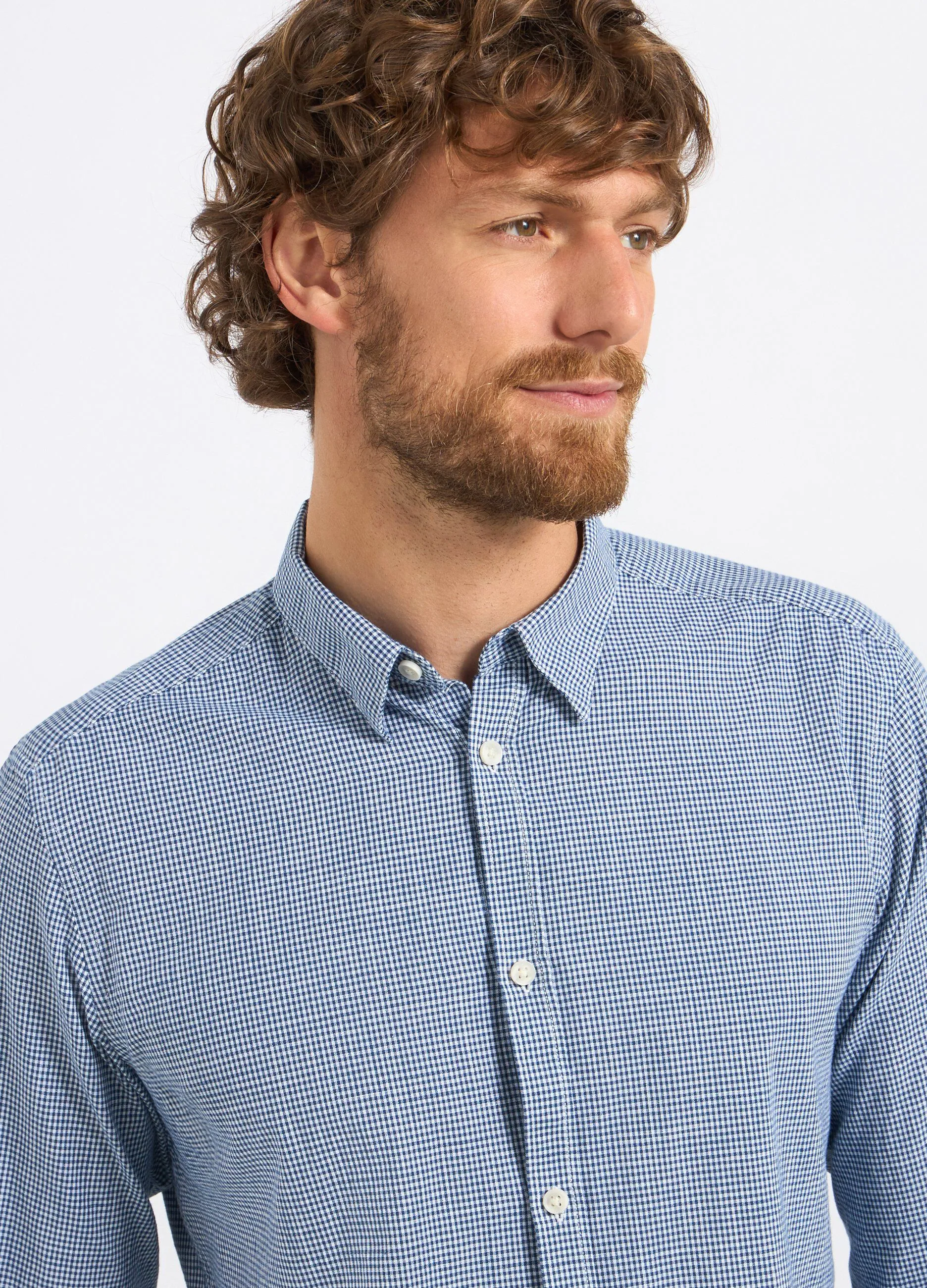 Camicia in puro cotone a micro quadri uomo