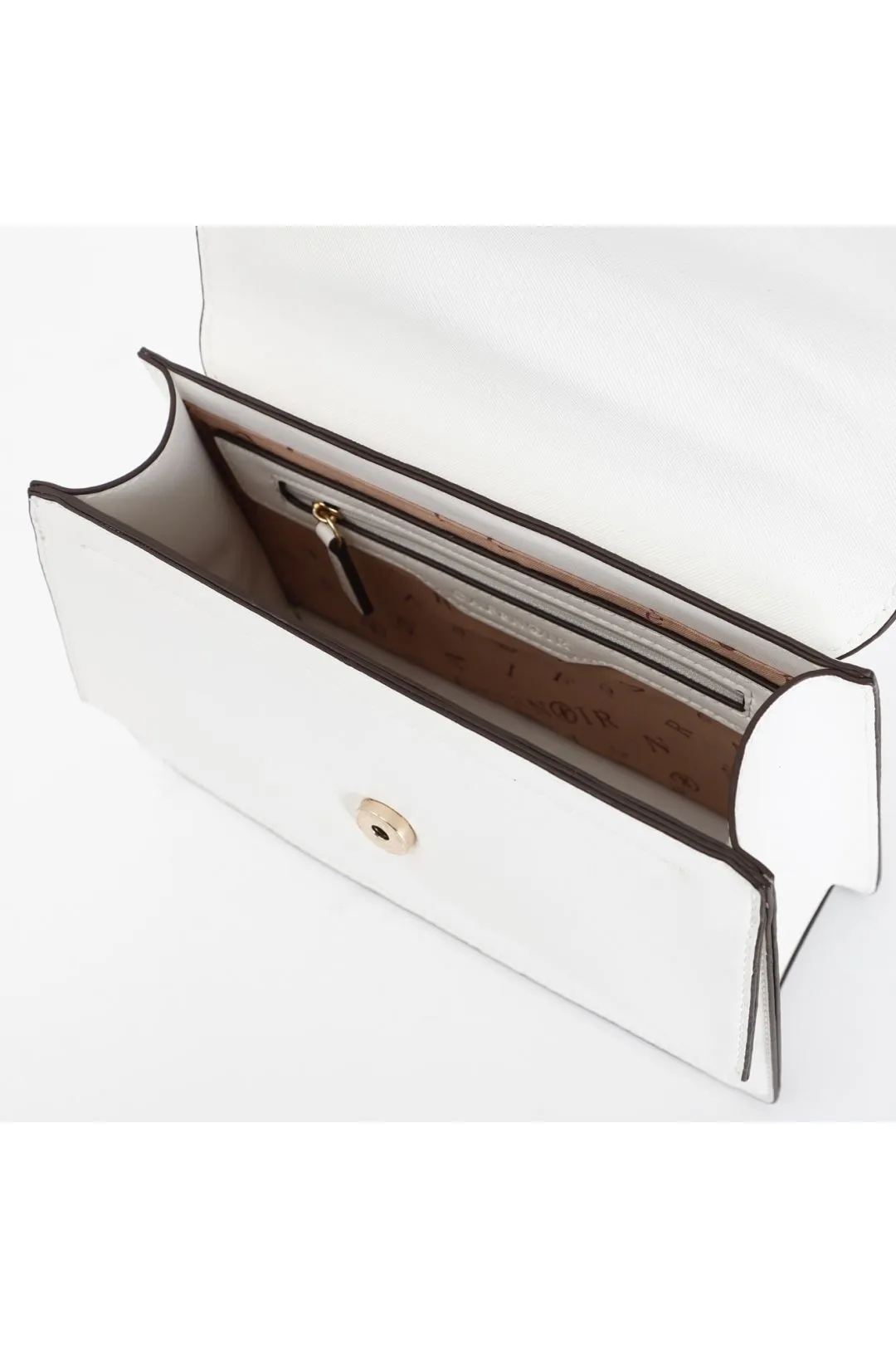 cartella piccola in saffiano con microborchie e charm cafènoir bianco