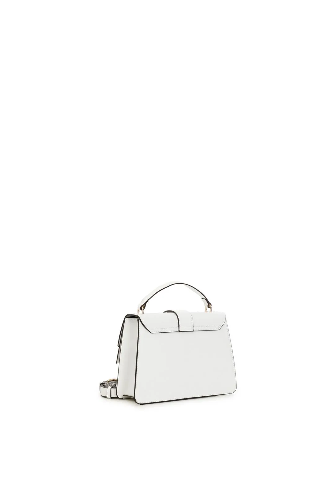 cartella piccola in saffiano con microborchie e charm cafènoir bianco
