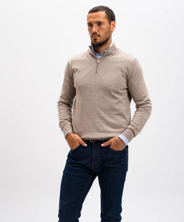 Cashmere&Whiskey Maglia in lana merino beige 77397