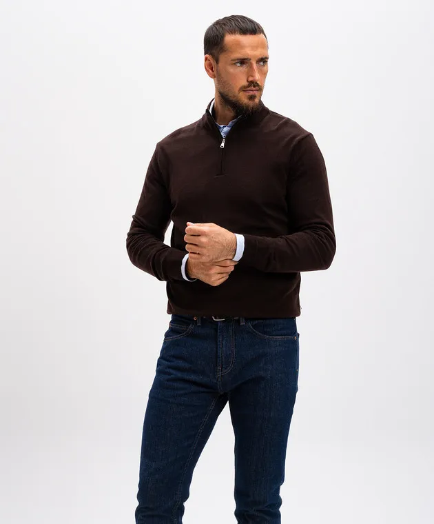 Cashmere&Whiskey Maglia in lana merino marrone 77397