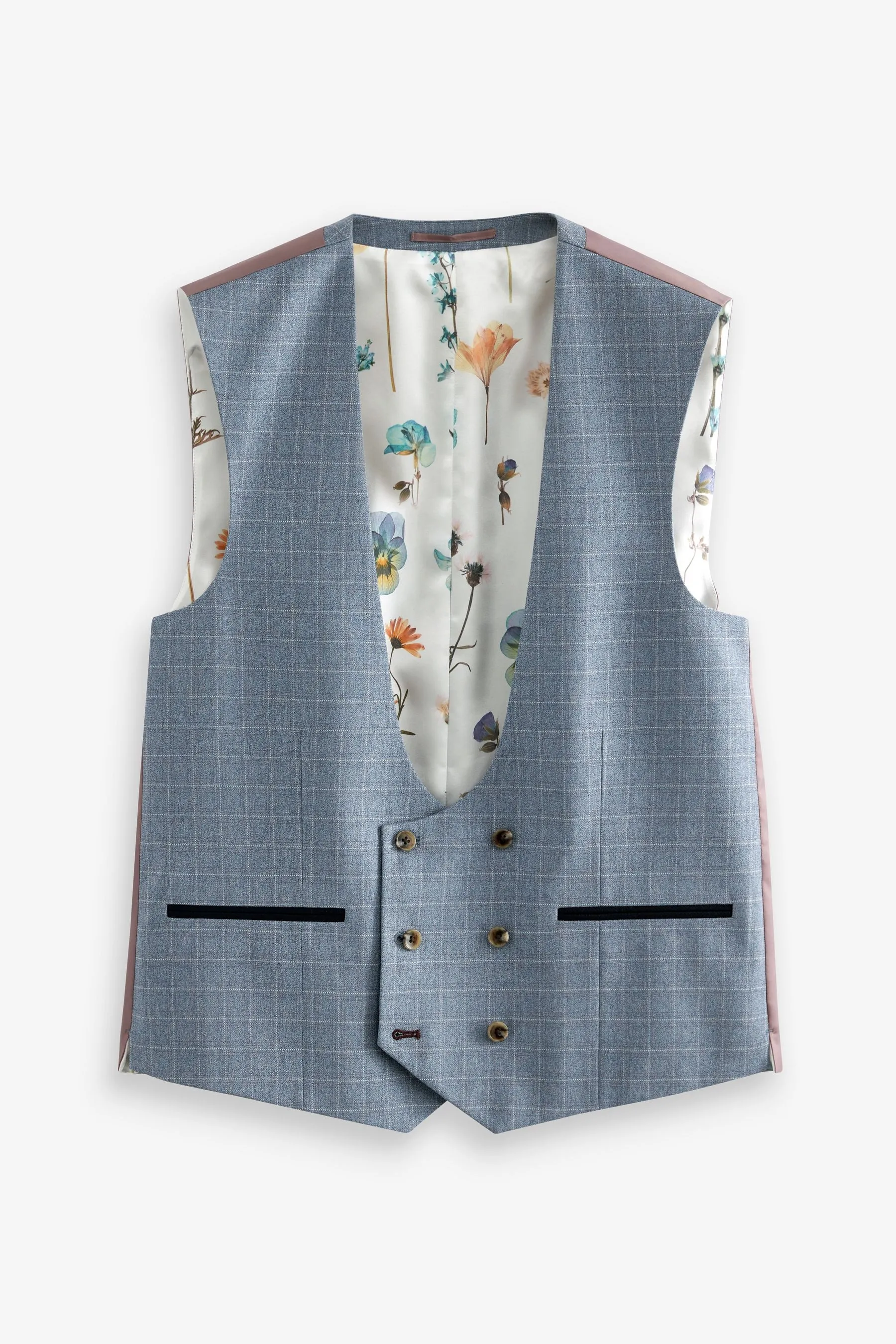 Celeste  - A quadri - Gilet da completo