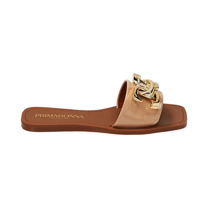 Ciabatte flat nude in vernice