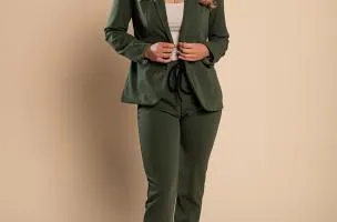 Completo giacca e pantalone elegante Estrena, verde oliva
