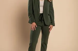 Completo giacca e pantalone elegante Estrena, verde oliva
