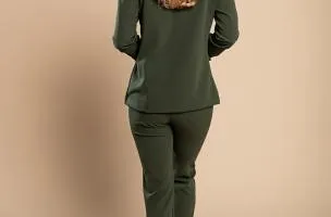 Completo giacca e pantalone elegante Estrena, verde oliva