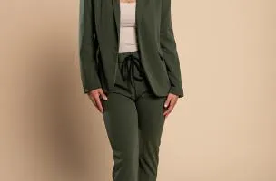 Completo giacca e pantalone elegante Estrena, verde oliva