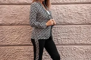 Completo pantalone e blazer con stampa Nunzia, bianco e nero