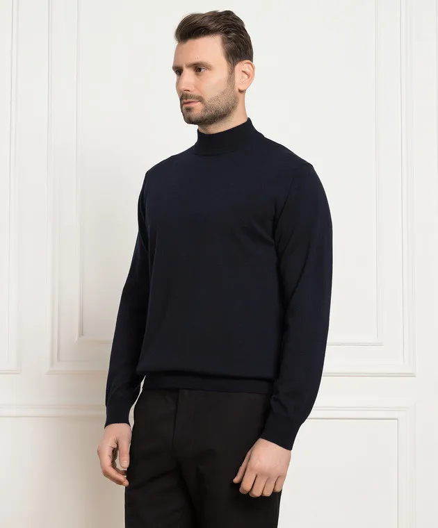 D'Uomo Milano Maglia in lana merino blu 97397