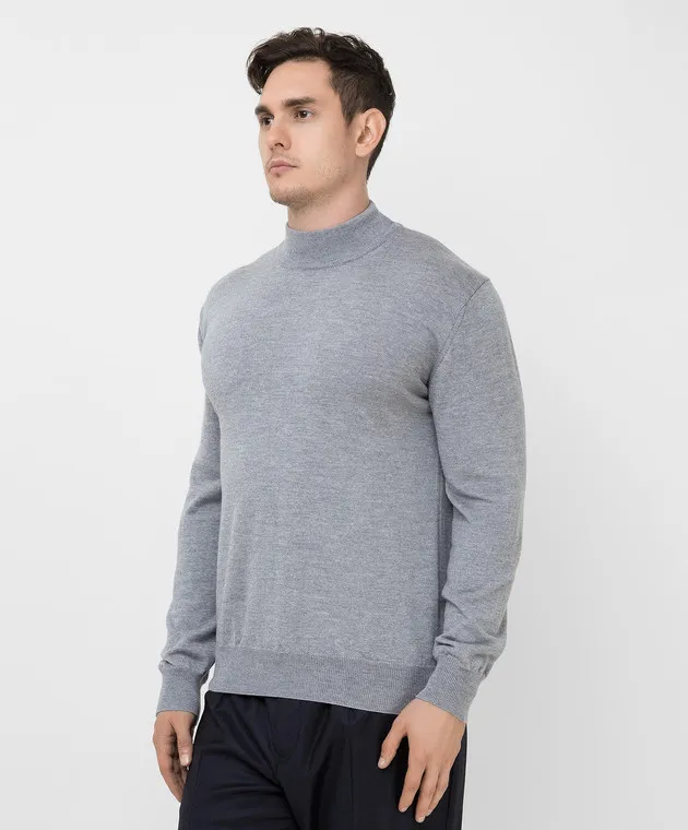 D'Uomo Milano Maglia in lana merino grigio chiaro 97397