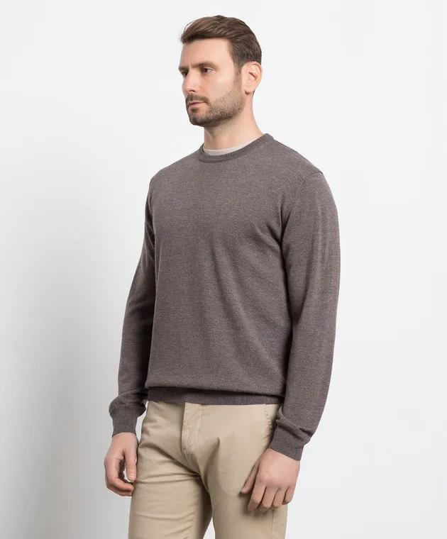 D'Uomo Milano Maglia in lana merino marrone 92392