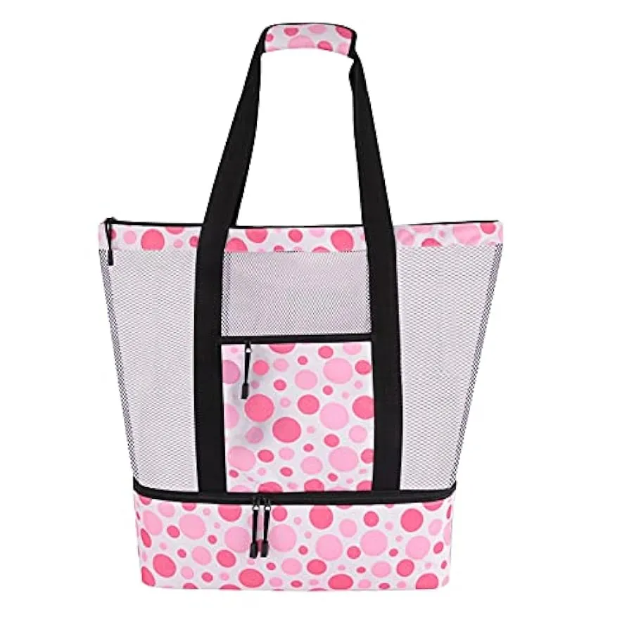 Extra Grande Borsa a Rete da Spiaggia, 41 * 16 * 49 cm Borsa da Campeggio per Borsa da Spiaggia con Scomparto Termico, Rete Dopp