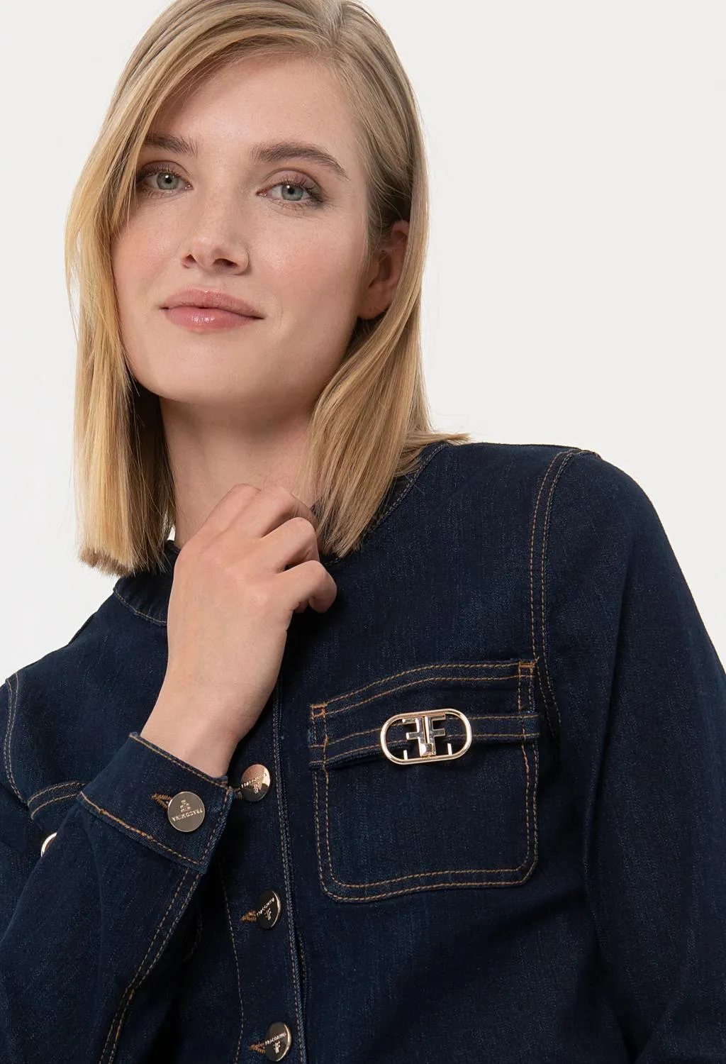 fracomina  giacca crop in denim