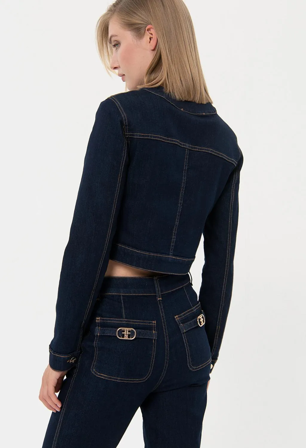 fracomina  giacca crop in denim