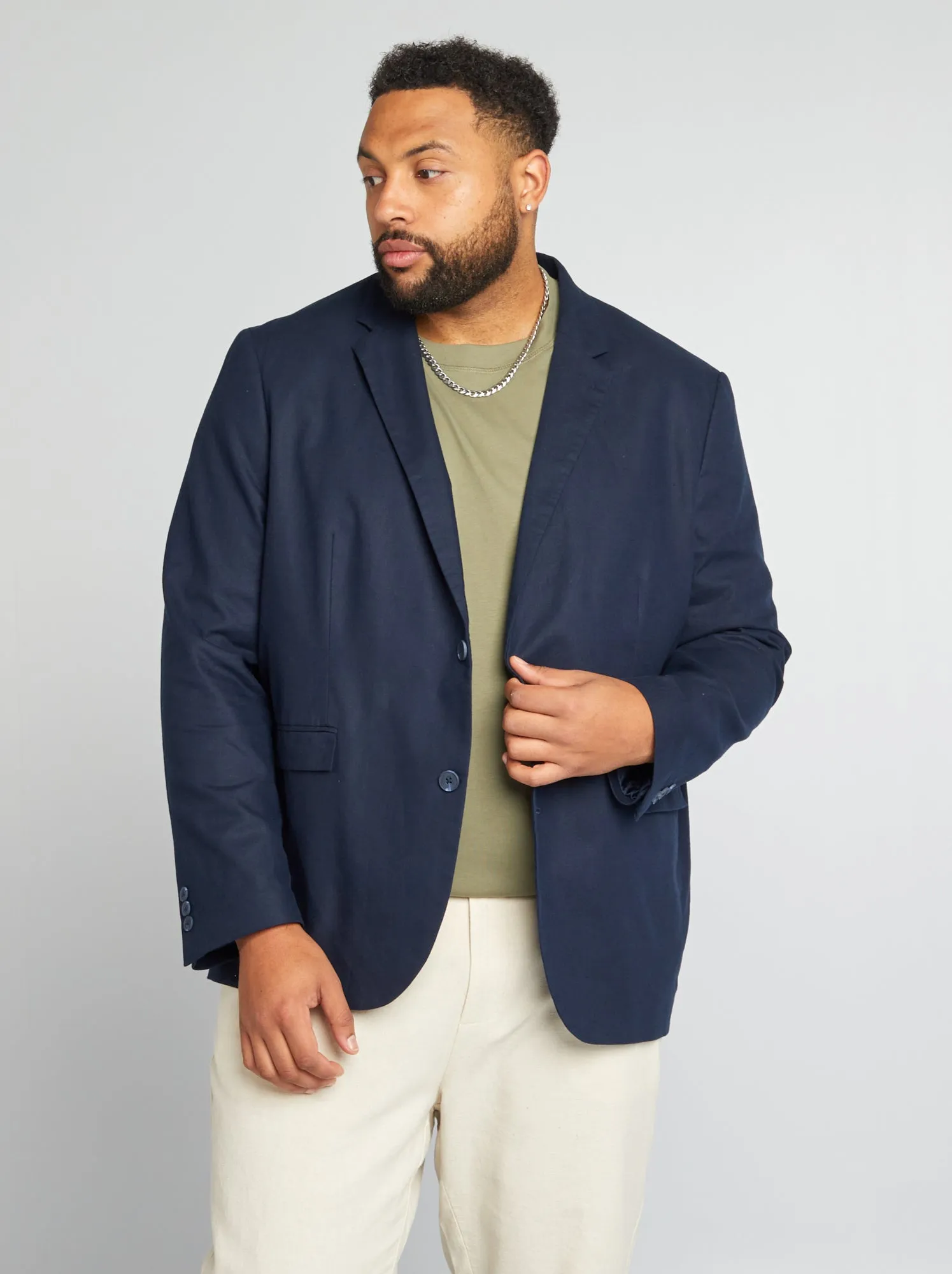 Giacca da completo in misto lino - blu