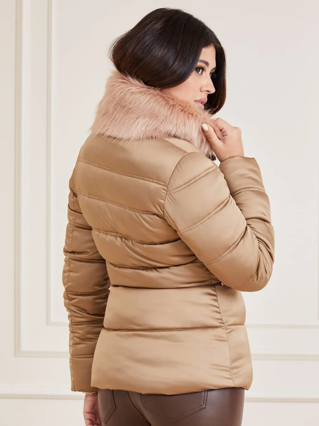 Giacca imbottita in satin marciano