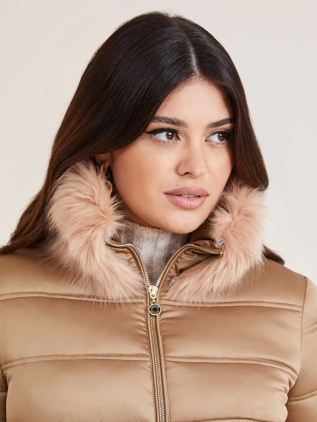 Giacca imbottita in satin marciano