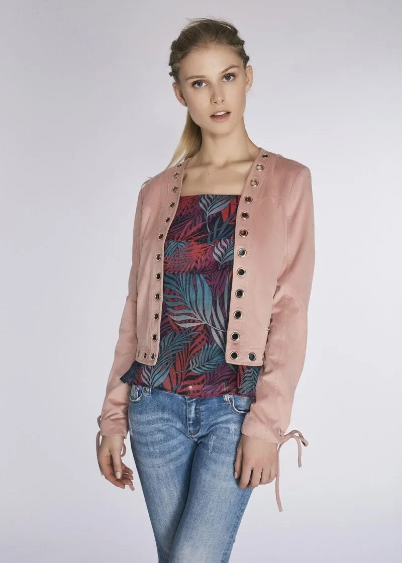 Giacca in suede con dettagli metal
