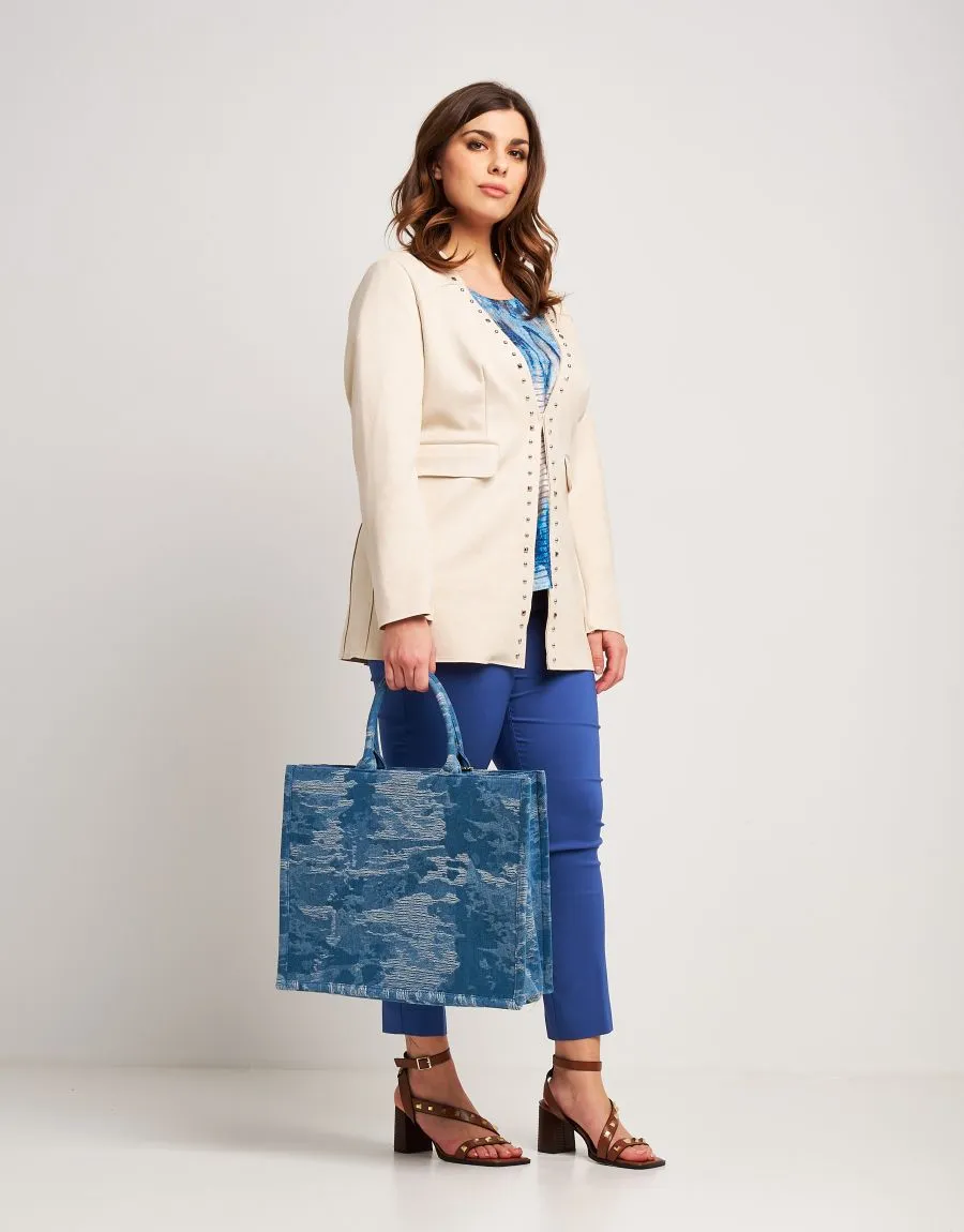 Giacca lunga in ecosuede con borchie