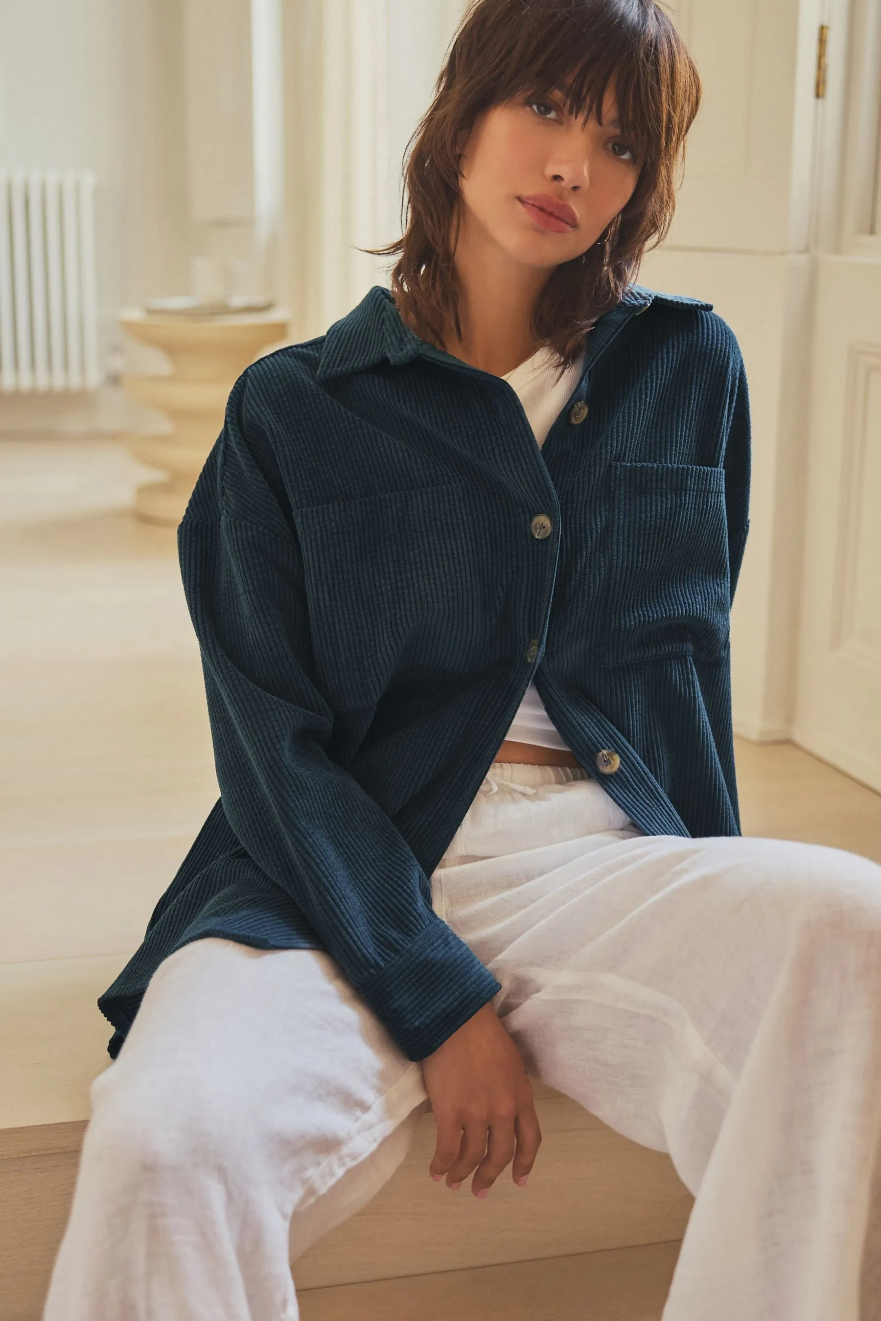 Giacca stile camicia leggera in velluto a coste