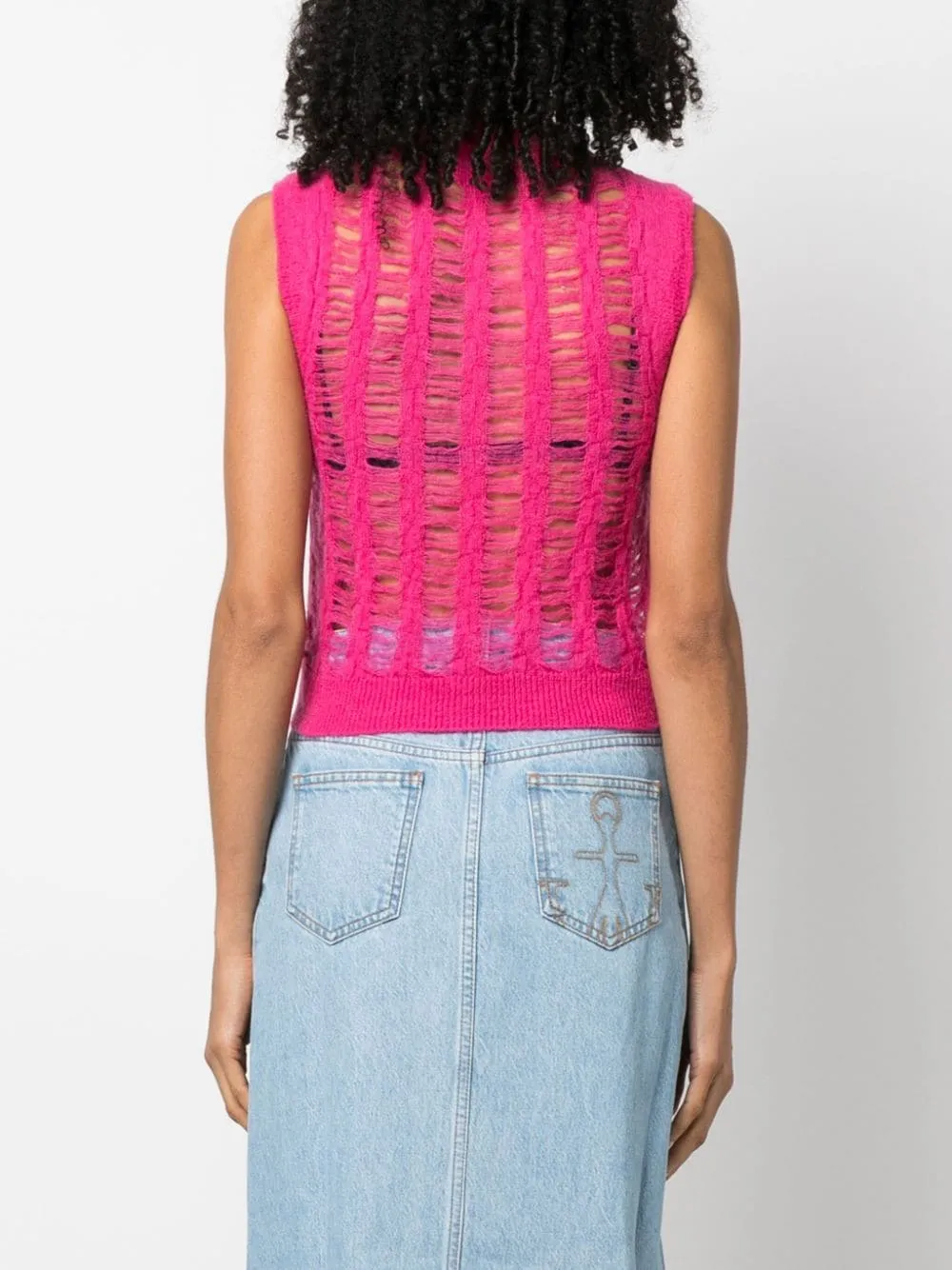 Gilet con effetto vissuto in rosa - donna
