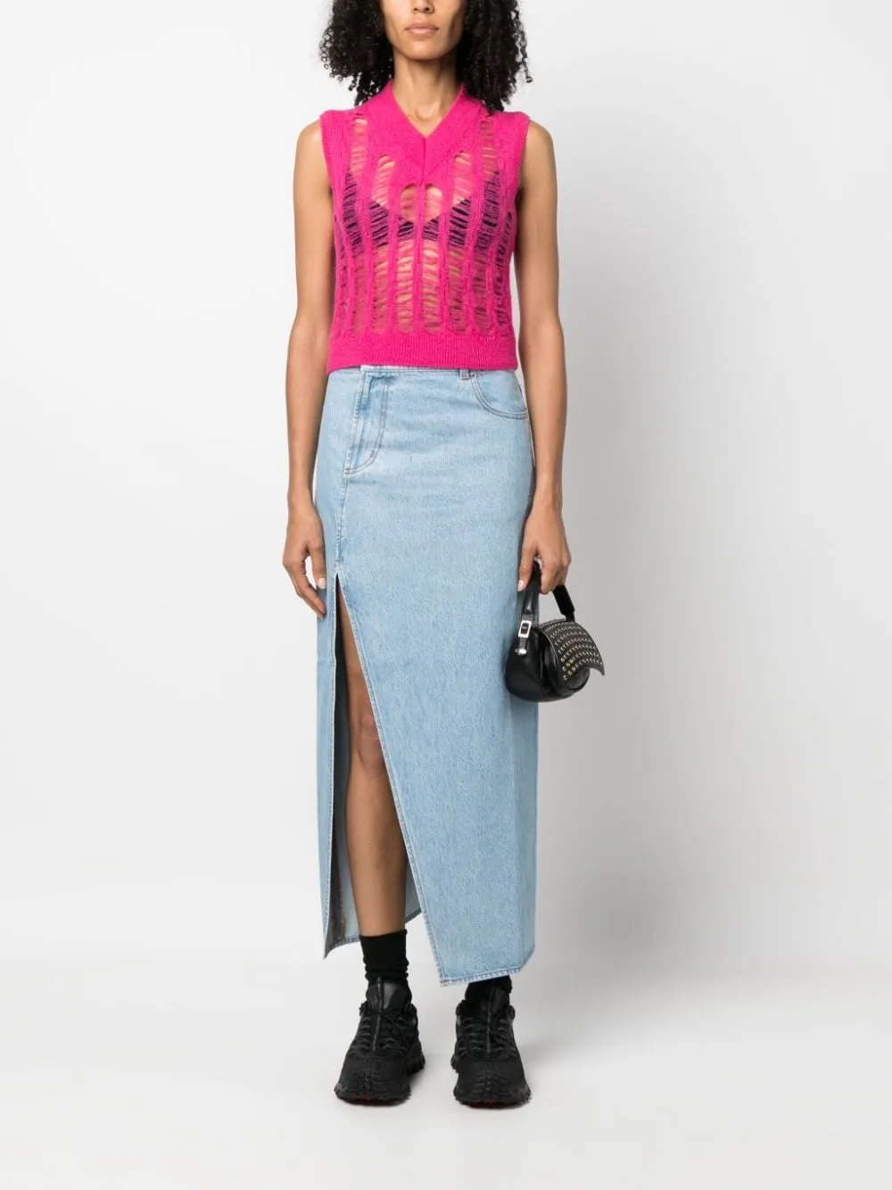 Gilet con effetto vissuto in rosa - donna