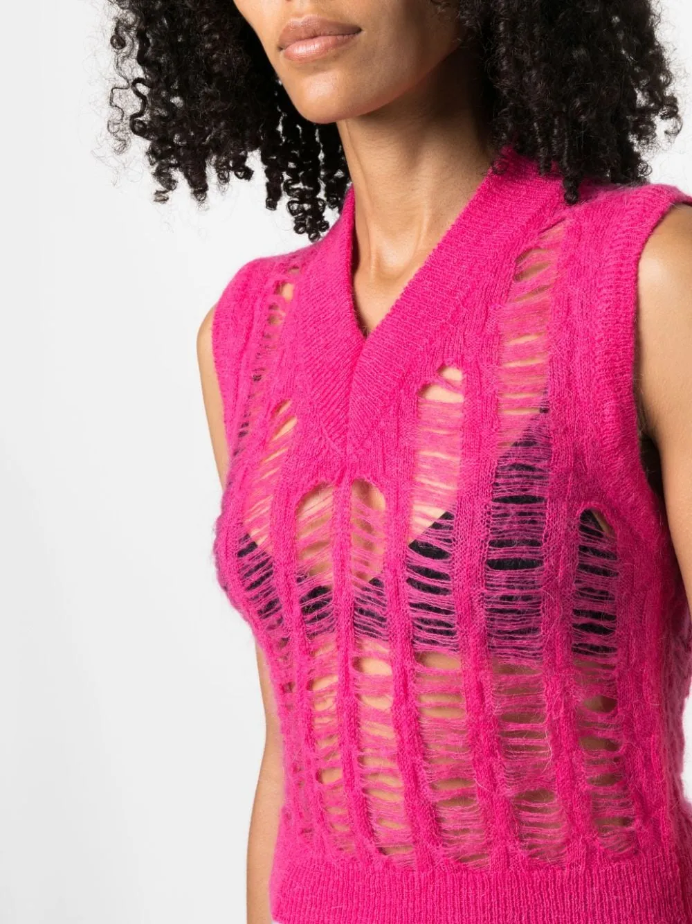 Gilet con effetto vissuto in rosa - donna
