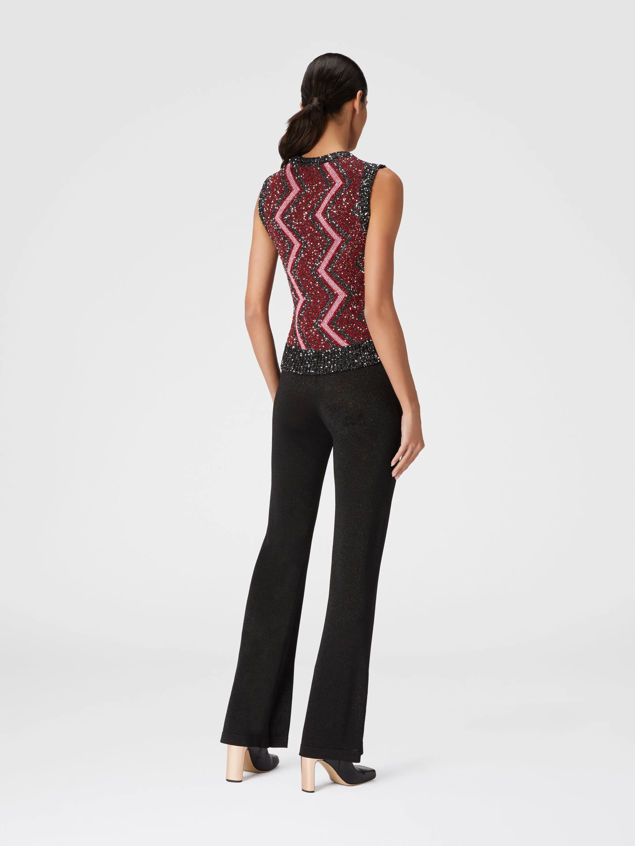 Gilet con macro zig zag e paillettes