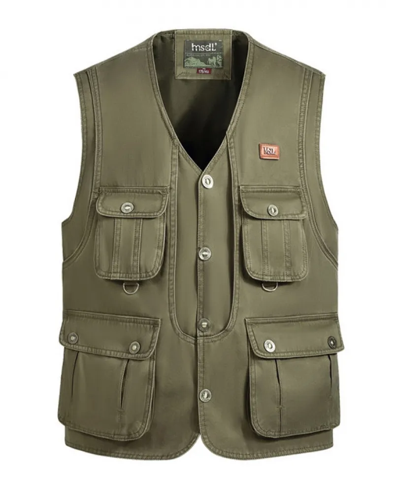 Gilet estivo multi tasche in cotone 100 per uomo Gilet da pesca primavera autunno Fotografia Giacca senza maniche con molti 8