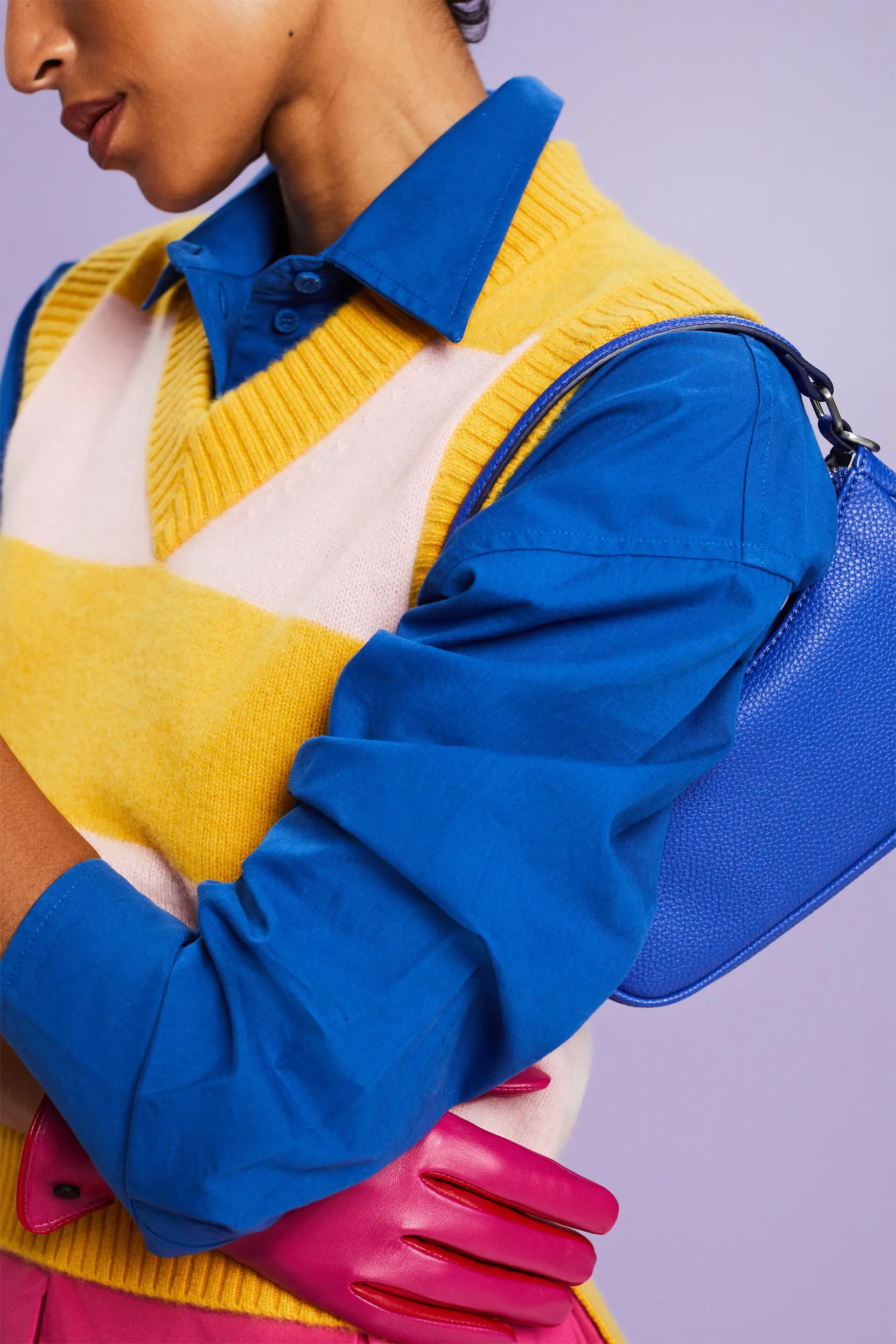 Gilet in cachemire a righe rugby con scollo a V