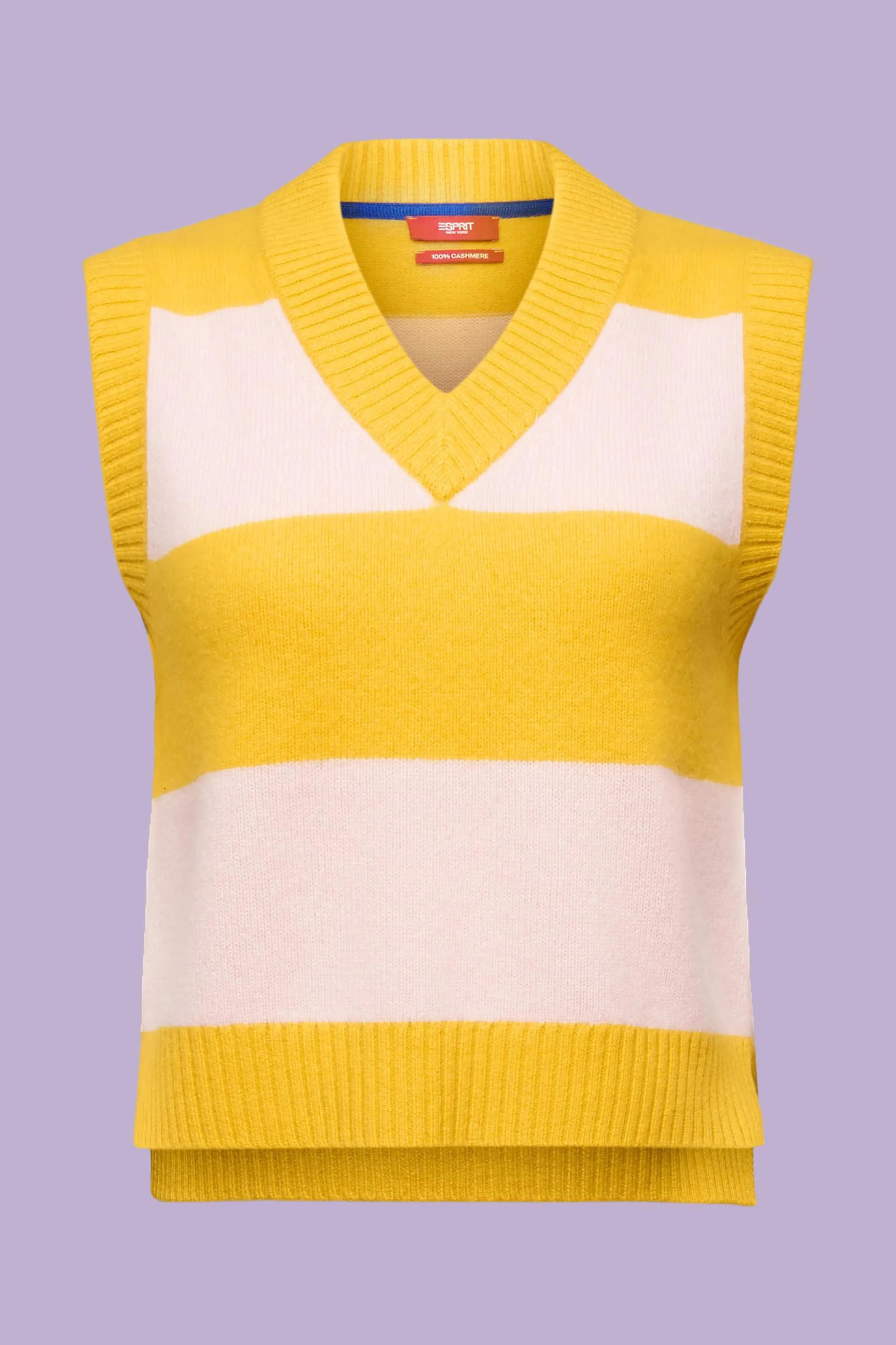 Gilet in cachemire a righe rugby con scollo a V