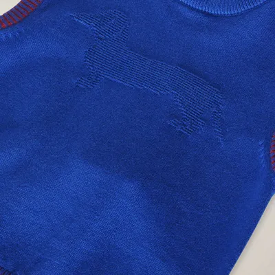 Gilet In Maglia Finezza 12 Con Intarsio Bassotto