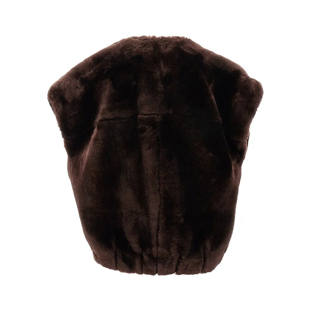 Gilet in shearling con maxi spalle