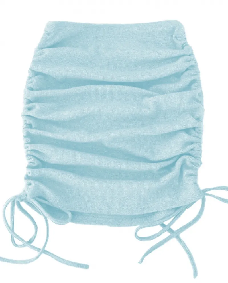 Gonna a pieghe elastiche con coulisse laterale in maglia lavorata a maglia Primavera Autunno Abbigliamento donna Tinta unita Gon