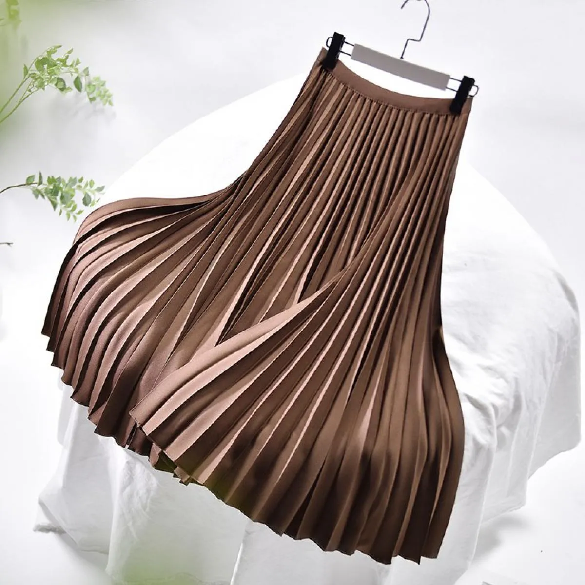 Gonna elegante a pieghe a pieghe di settore da donna Donna Casual a vita alta Flowy Twill A Line Midi Gonne lunghe Autunno Inver