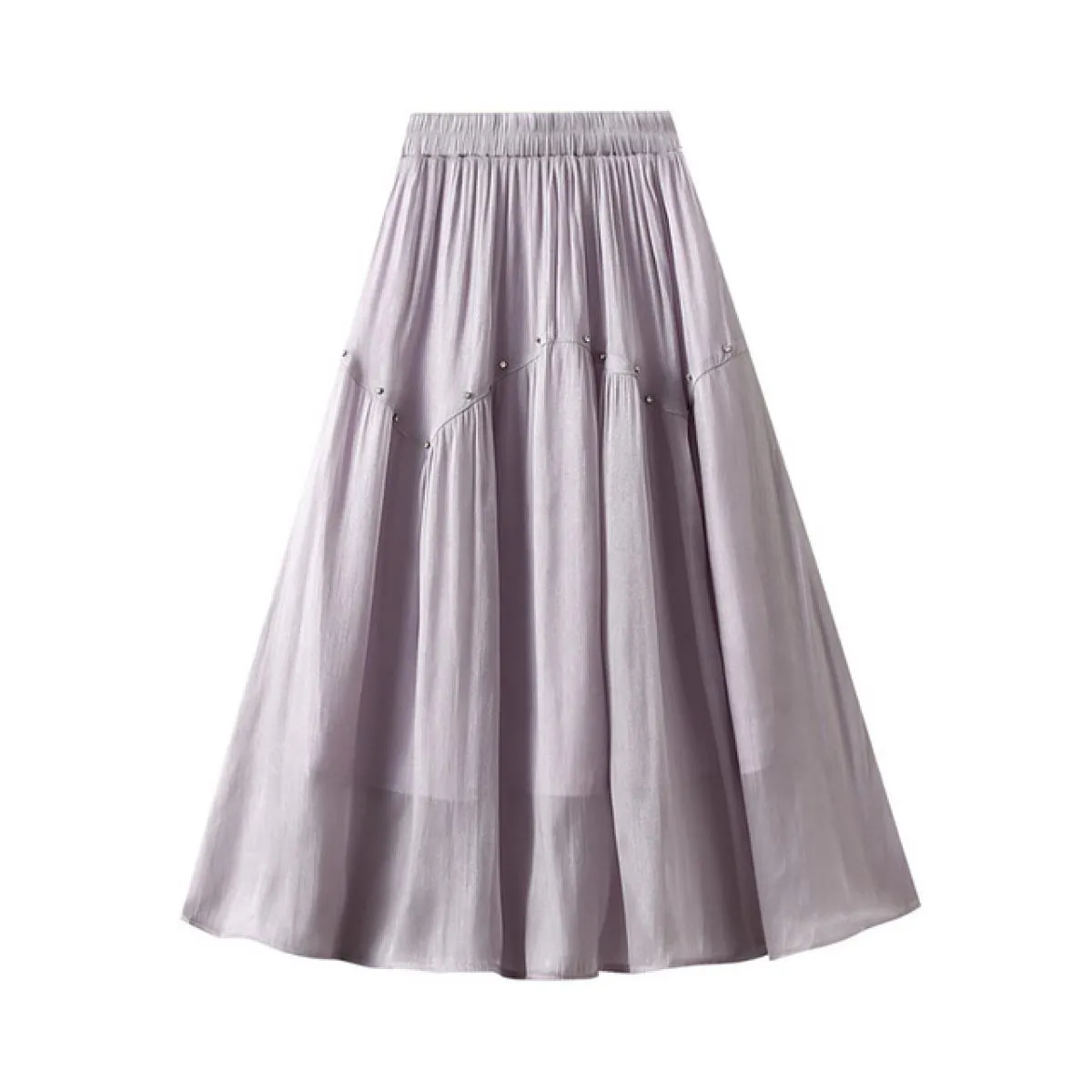 Gonna longuette setosa vintage con perline di strass Moda elastica a vita alta Gonne a pieghe nere a pieghe 2023 Estate K264